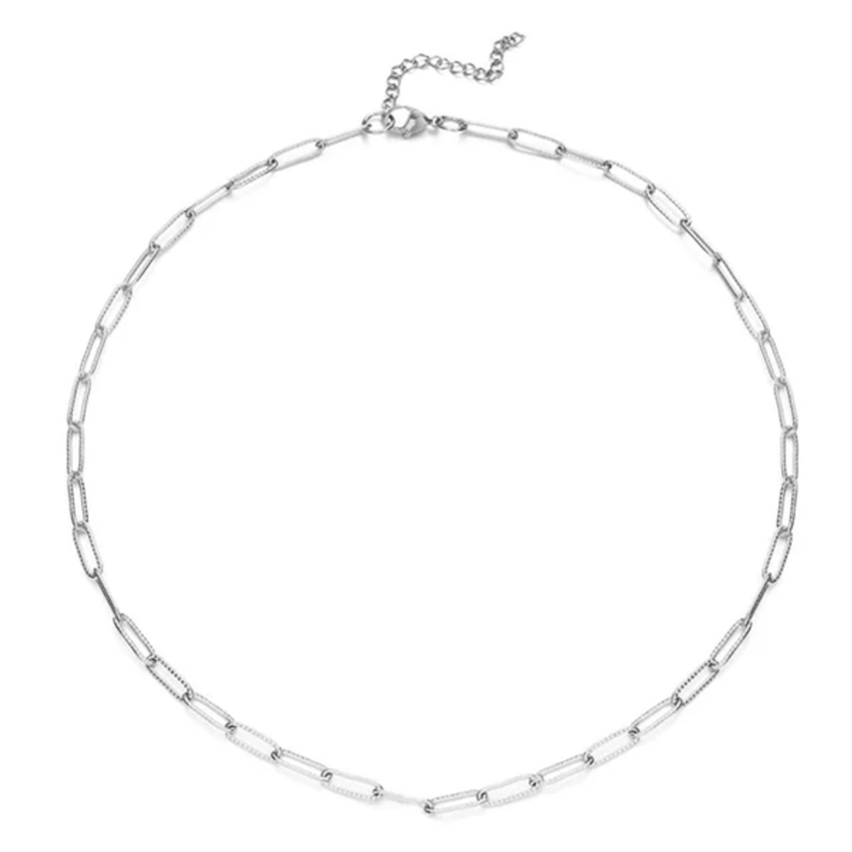 Paperclip schakelketting - Stainless Steel - gepolijst - kleur zilver - Damesketting - Waterproof - Tijdloze essentials