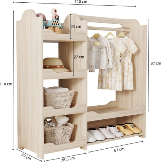Kiddy kinderkledingkast 2 deuren 2 laden wit gelakt hout