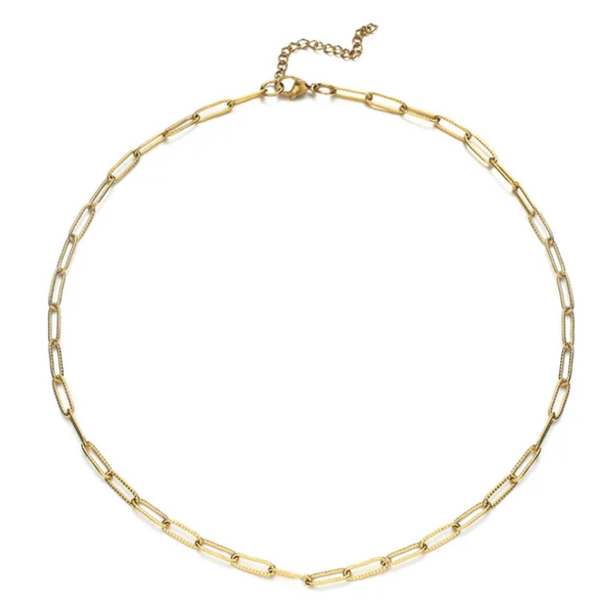 schakelketting - Paperclip - Stainless Steel verguld - goud kleurig - Dames ketting - The Jewellery salon