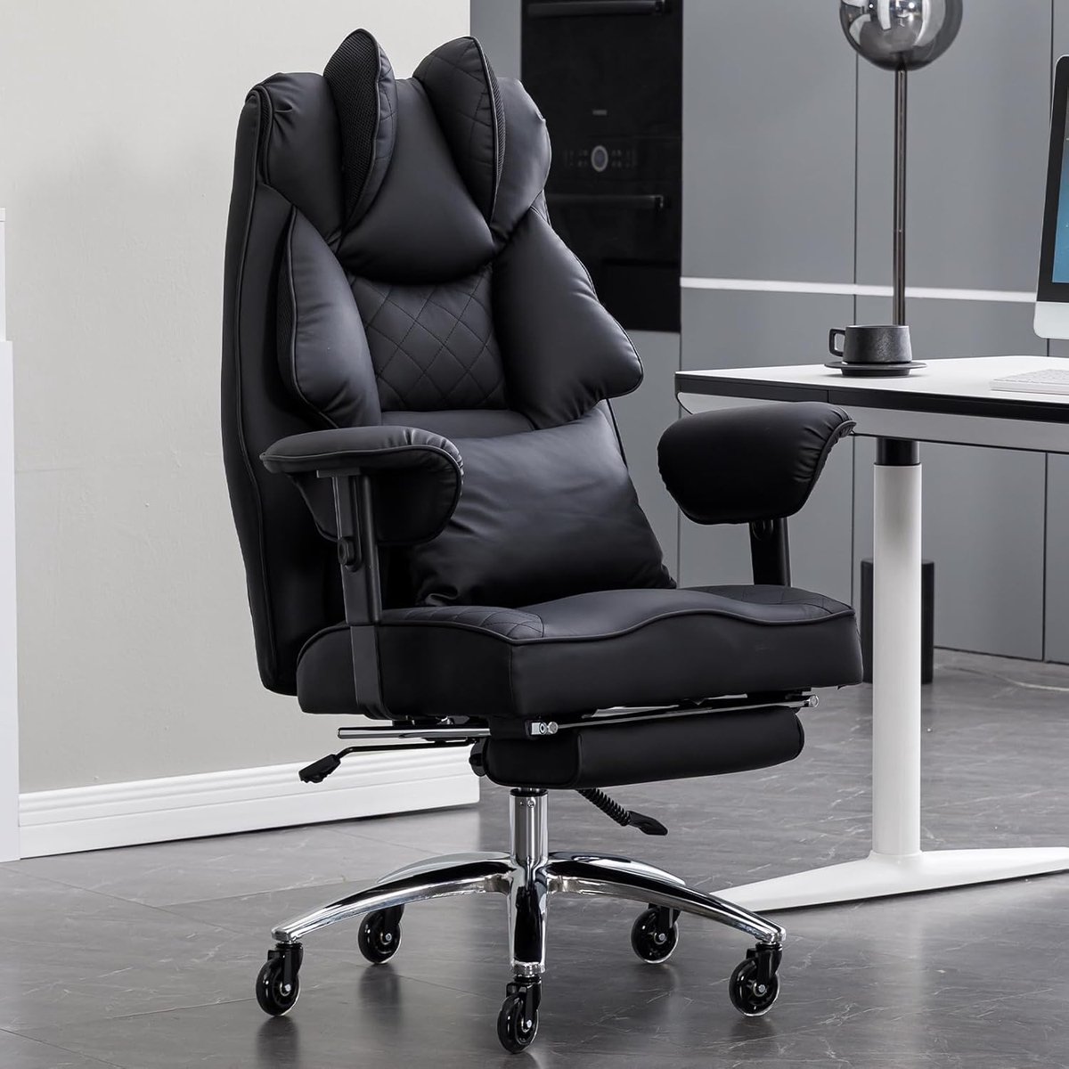 Luxe Ergonomische Bureaustoel 200 kg - Zwart - 200 kg – Executive Directiestoel - Medahomestore