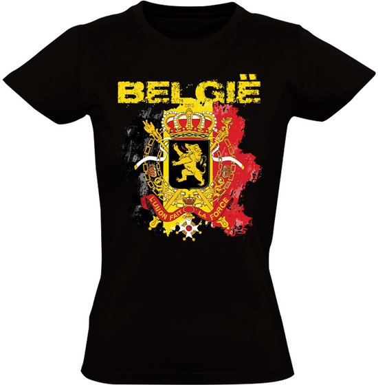 België WK 2026 Dames T-shirt - Belgisch Wapen met Leeuw - Rode Duivels Shirt