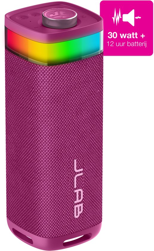 JLab JBuds Draadloze Bluetooth Speaker 30W Draagbaar Roze IPX6 Waterbestendig 12u Batterij RGB Licht Equalizer