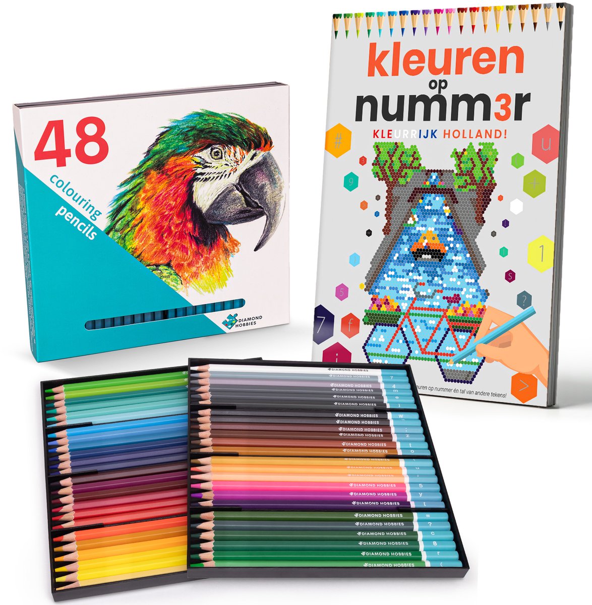 Kleuren op Nummer | Kleurrijk Holland | Inclusief Bijpassende Potloden | Kleurboek | Kleuren op Numm3r | Color by Number | Kleurpotloden