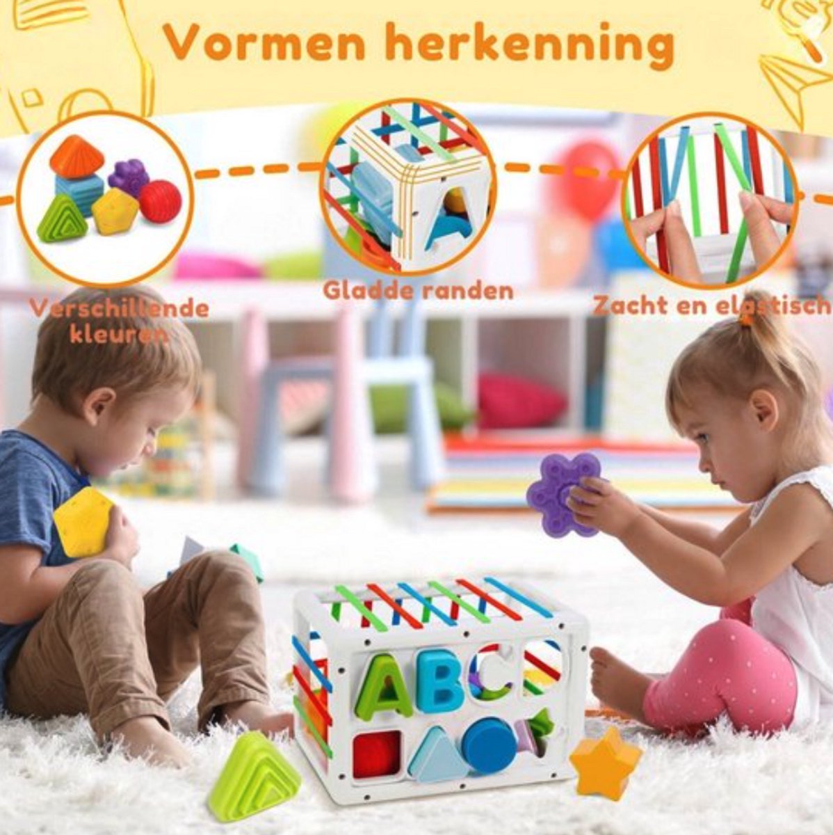 Baby Speelgoed - Speelgoed 1 Jaar - Montessori Speelgoed - Kinderspeelgoed - 2 in 1 Stapeltoren & Vormenstoof — afbeelding 3