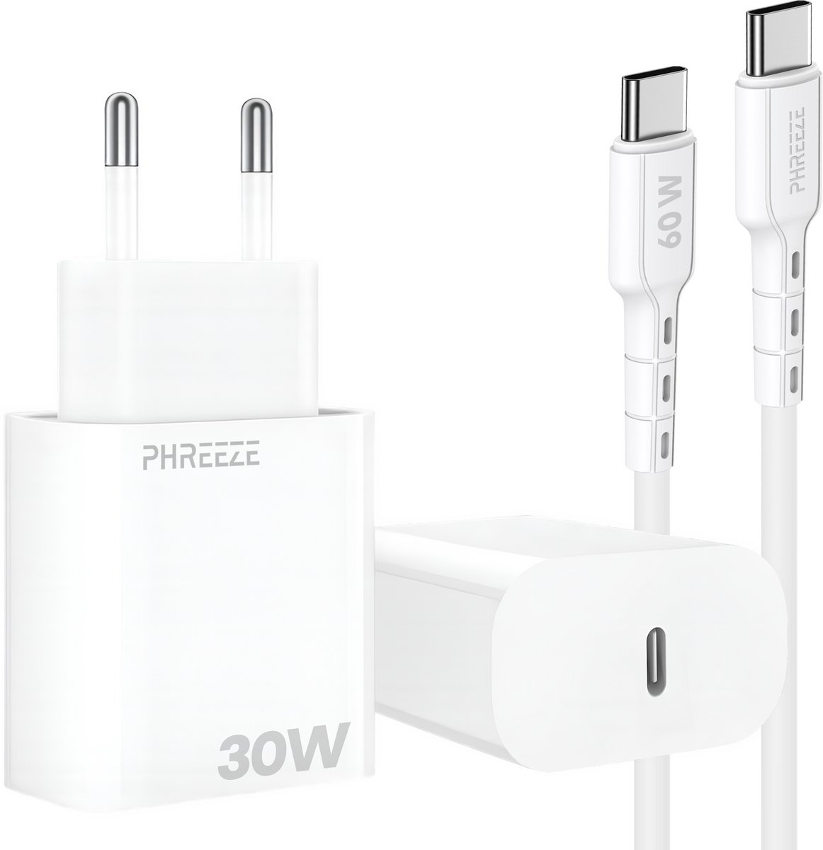 Usb C snellader met usb C kabel 30w - Usb C power adapter - Usb C naar usb C - 1m