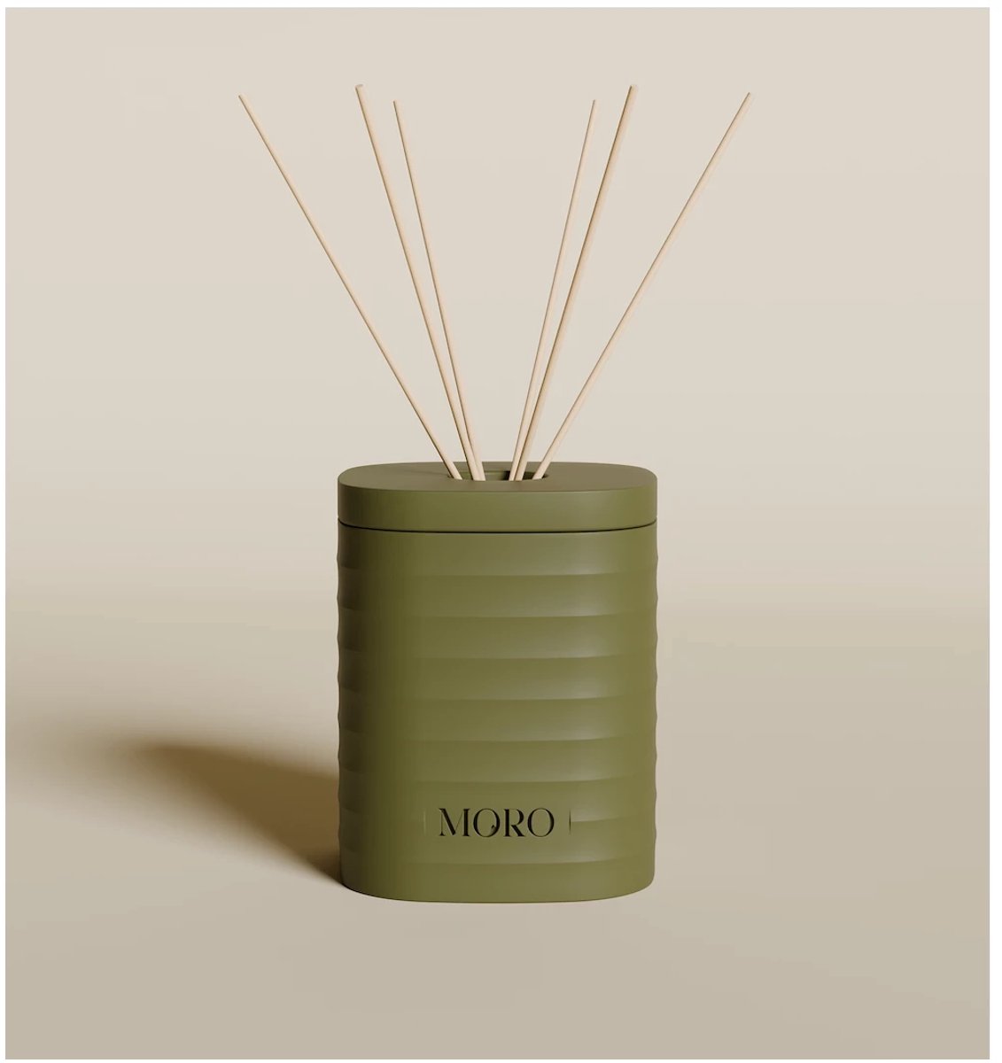 Moro home essentials diffuser 200ml amber & musk olive green