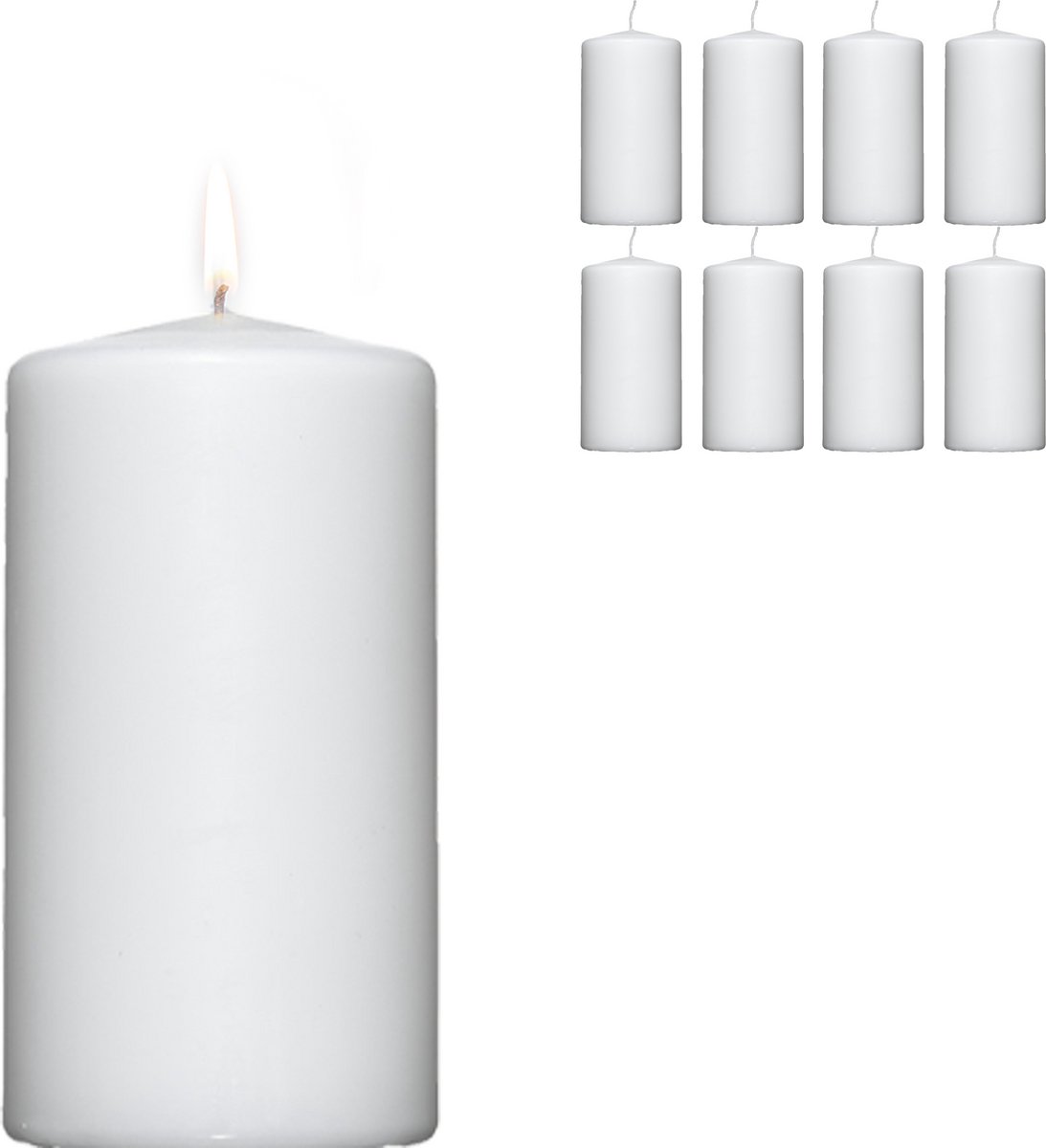 Candelo 8-delige set premium stompkaarsen Kerst Ambiente kaarsen – wit – 4,8 cm x 8 cm – adventkaars kerstdecoratie – kerstkaarsen