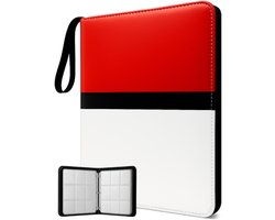 Estacks Verzamelmap voor 900 Kaarten – 9-Pocket Kaartenmap – Geschikt voor Ruilkaarten – Inclusief Card Sleeves – A4 Formaat – Rood- Wit