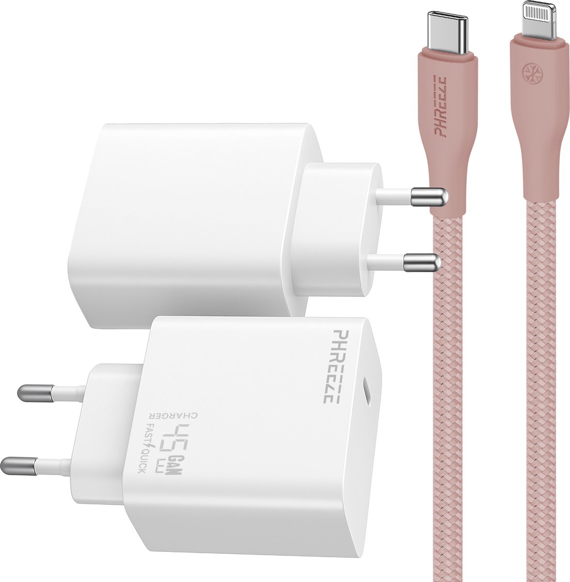 Phreeze usb C oplader geschikt voor iPhone en iPad met Lightning kabel - Power Delivery snellader met kabel