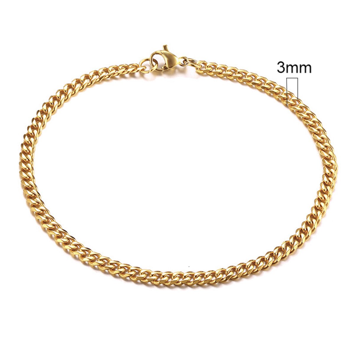 Zilverkleurige Roestvrij Stalen Armband 3mm - goud - LMPiercings