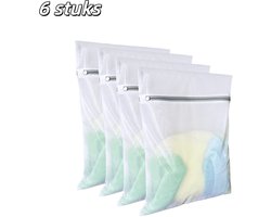 6 stuks - Waszakken - Set waszakken van gaas - Geschikt voor het wassen van delicate kledingstukken, ondergoed, sokken en opslag tijdens het reizen - Middelgroot formaat 40*50 cm - Wit