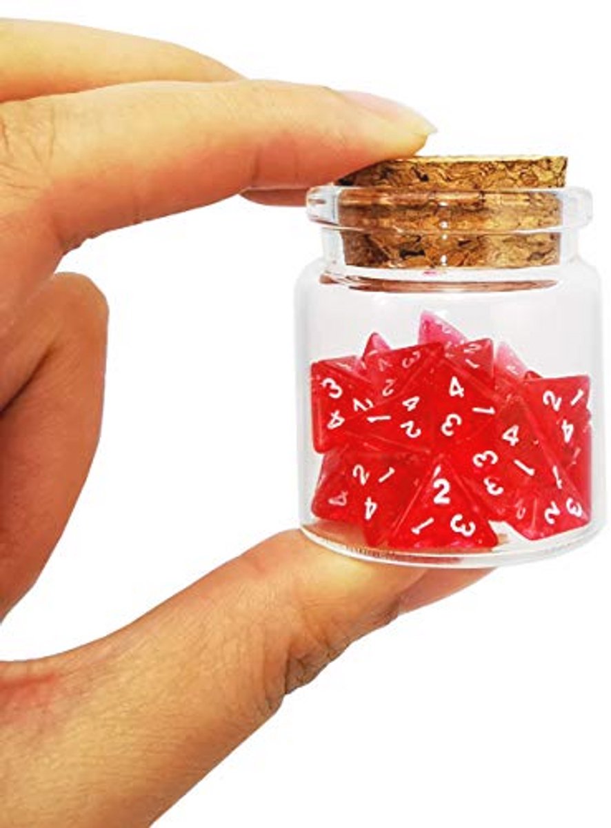 Mini Polyhedral RPG Dobbelstenen Set - 10MM D4-D20 in Glazen Pot