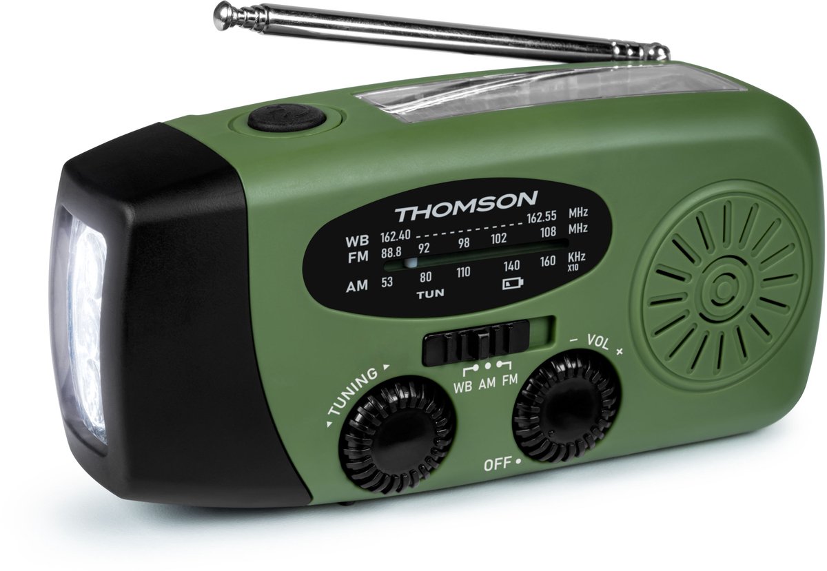 Thomson RT260 noodradio met zaklamp en powerbank functie - groen