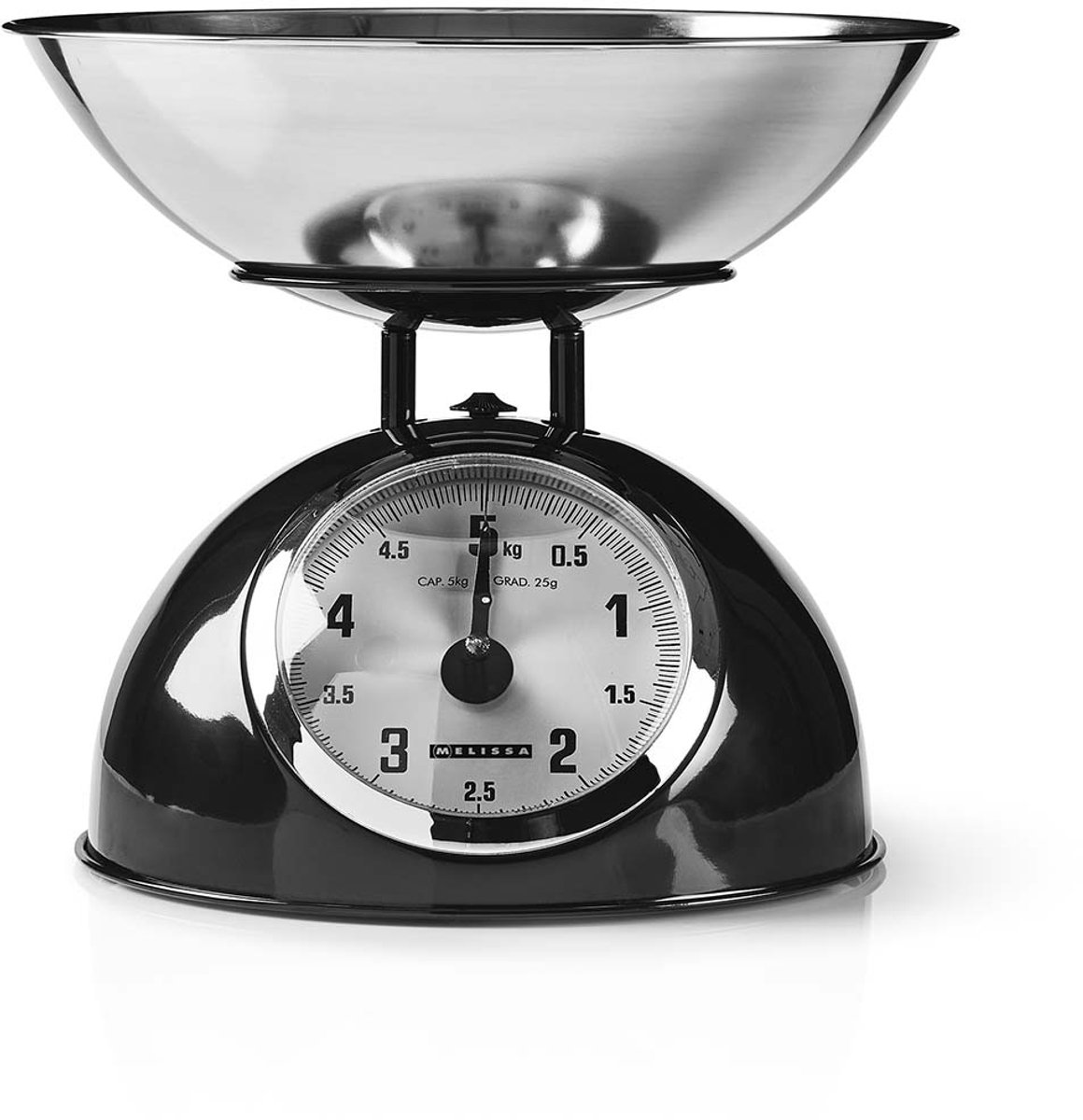 Melissa Keukenweegschaal Analoog - Keukenweegschaal met Kom - Retro - Tot 5kg - 16310238 - Zwart