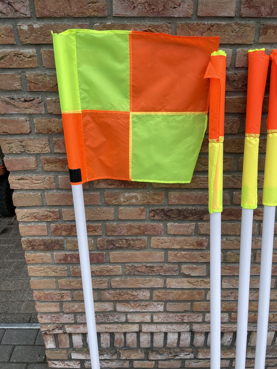 Hoekvlagstokken set Field 4x geveerd met geel-oranje vlag