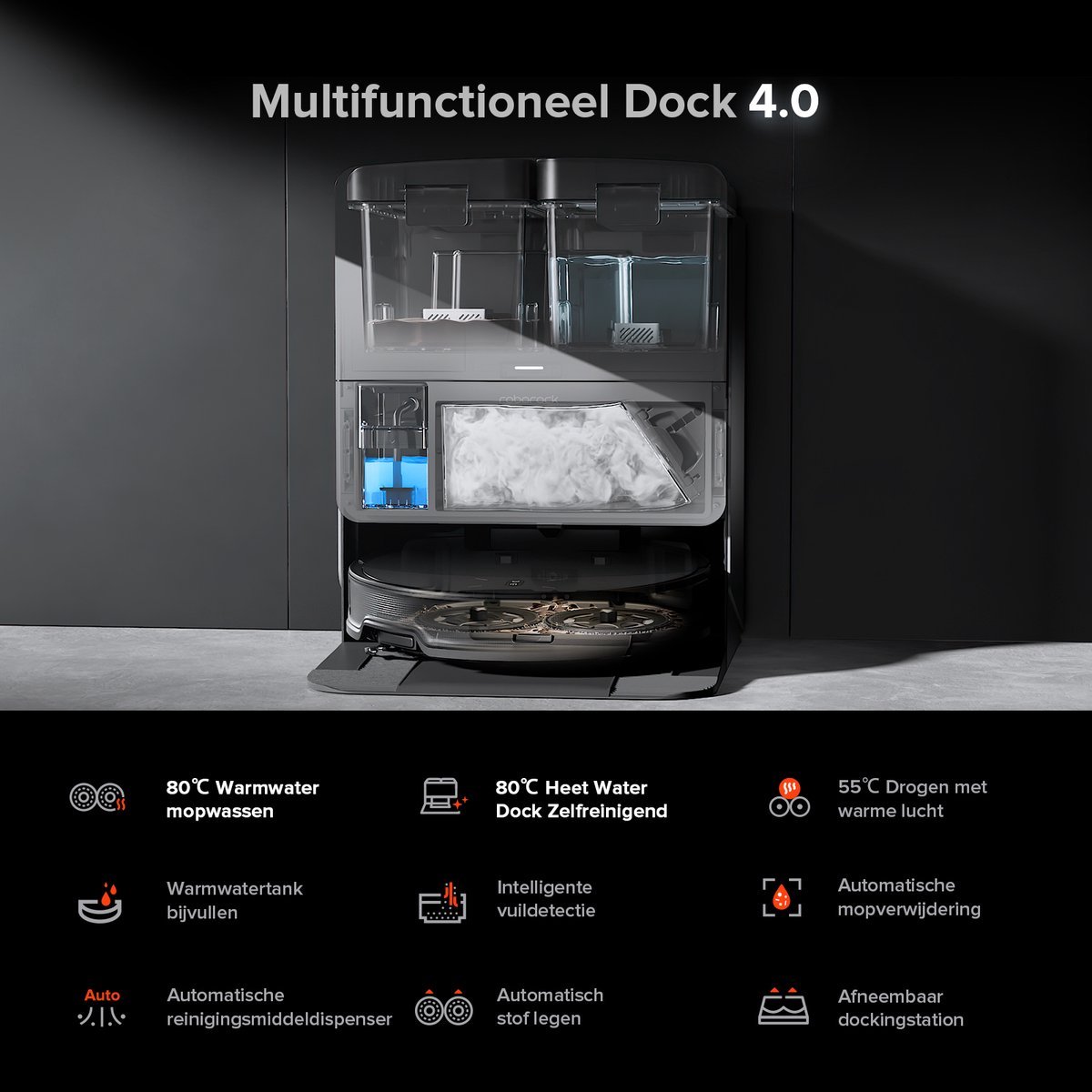 Roborock Saros 10R Set– Robotstofzuiger Met Dweilfunctie– 22000Pa–7,98 cm Ultraslank Ontwerp–Vuildetectiesysteem–80℃ Warmwatermopwas–Zelfreinigend Station & Anti-Klit Borstels – Slimme spraakassistent– S8 maxv ultra Upgrade-2 Dweilen — afbeelding 4