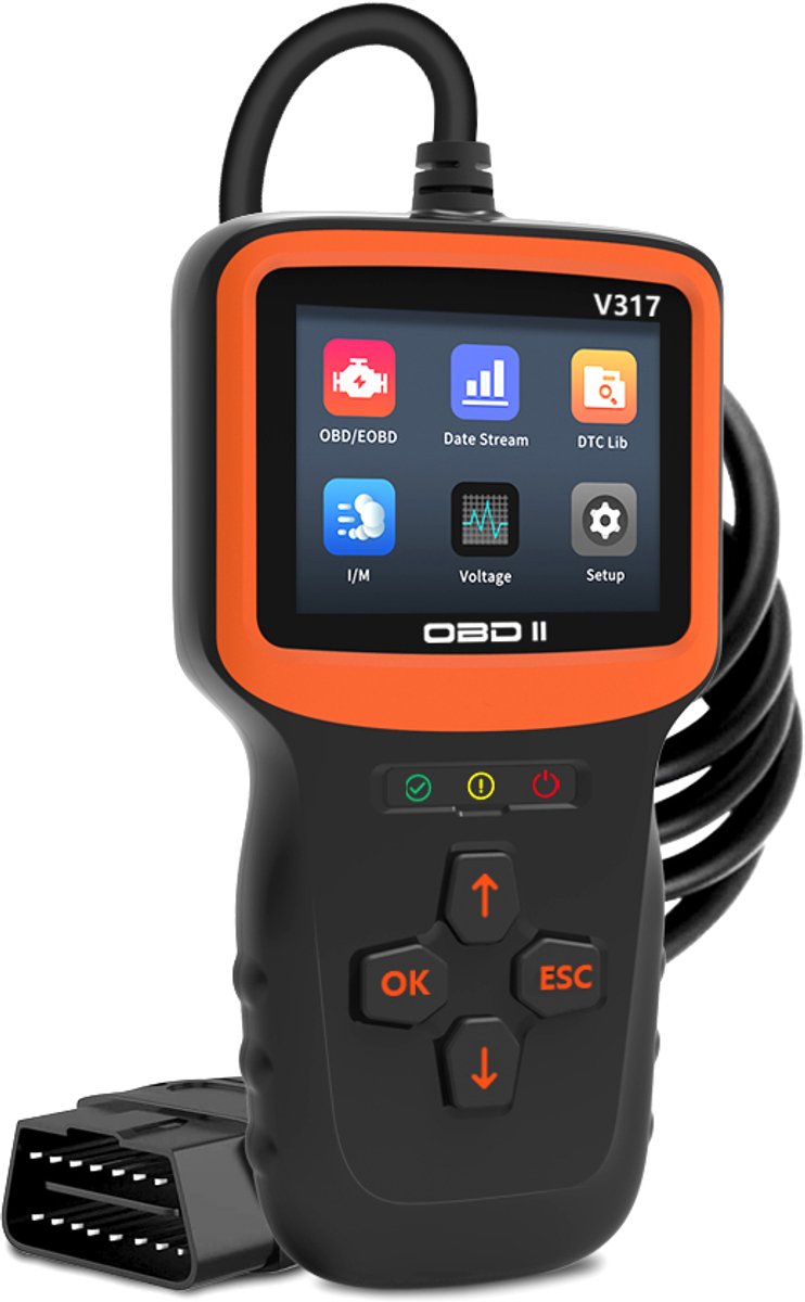 V317 OBD2 Scanner – Universele Autodiagnose Tool – 9 OBD-II Protocollen – Vernieuwd LCD Scherm – Plug & Play – Foutcodes Uitlezen & Wissen - Oranje