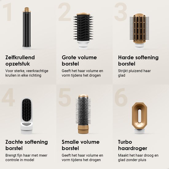 Navado Airstyler - Easystyler Pro - Föhnborstel & Krulborstel - Krultang 6 in 1 Multistyler - Hairwrap - Haarstyler voor alle haartypes