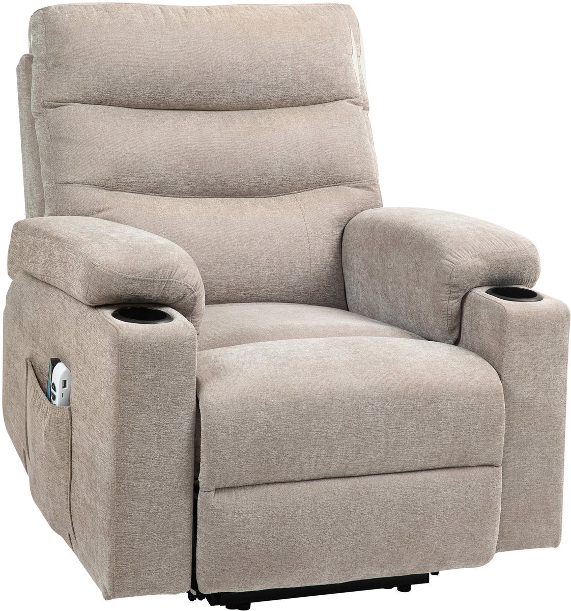 GranMaison Sta op stoel elektrisch - Massagestoel - Relaxfauteuil - Zetel - Stof - 1 persoons - Met armleuning - Zeer comfortabel - Elektrisch - Lichtbruin