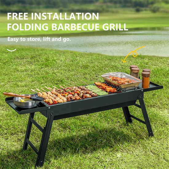 Benelux Select Draagbare Bbq - Opvouwbare Bbq - Meeneem Bbq - Inklapbaar - Zijtafels En Draagriem - Grill oppervlakte 56 x 23 cm van Merkloos — afbeelding 2