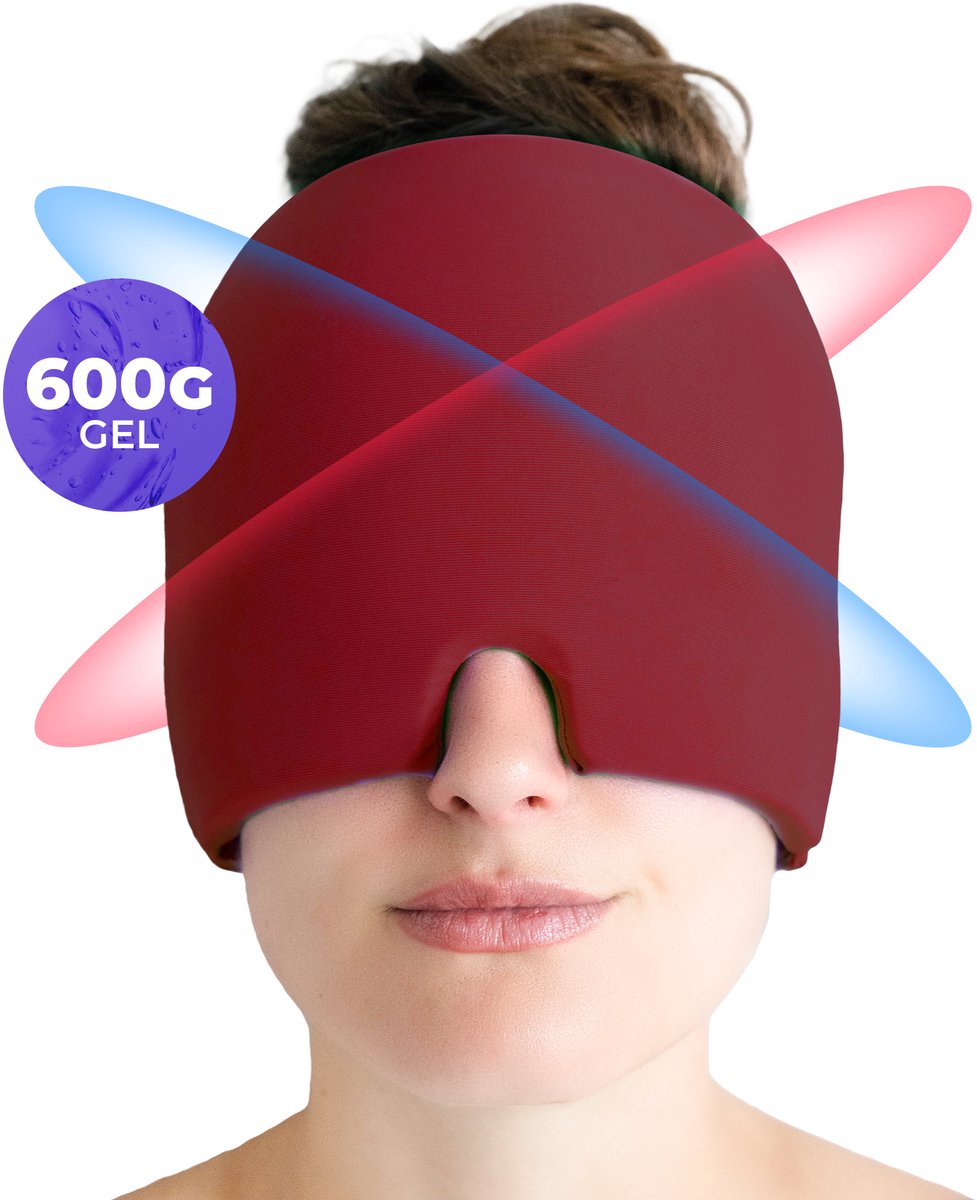 Ryce® Migraine Muts - Masker - Extra Dik 600G - Hoofdpijn - Warmte & Koude Therapie - Hot Cold Pack - Rood