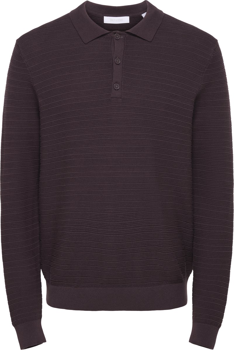 Only & Sons Poloshirt Onscarl Reg Ls Structure Polo Knit 22039400 Fudge Mannen Maat - L