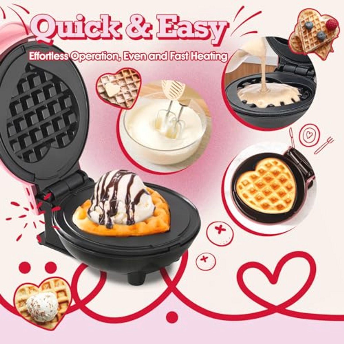 Mini Wafelplaat voor Perfecte Wafels Thuis — cadeau in Kookcadeaus - foto 2