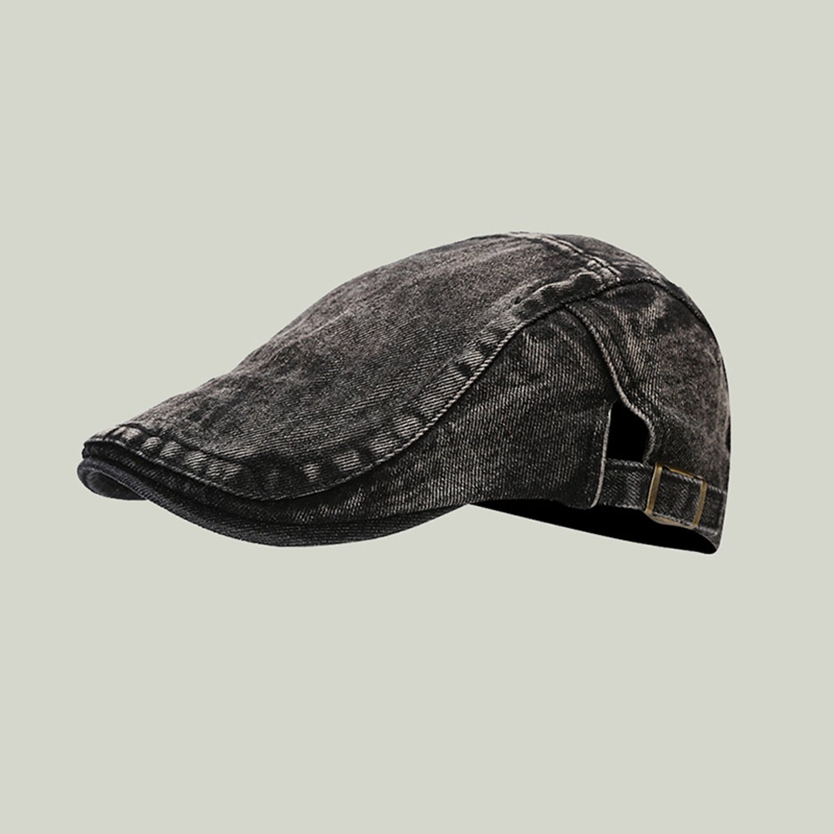 Damesbaret, denim pet, modieus, casual, veelzijdig, all-season schildershoed, grijs.
