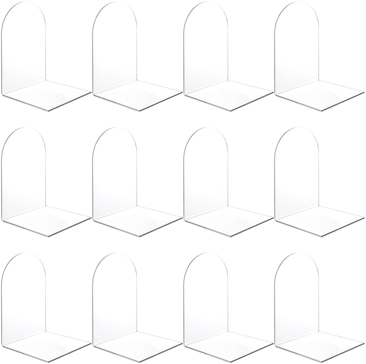 Unyqoos Set van 12 transparante acryl boekensteunen met antislip bescherming