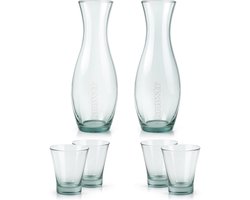 Good to Give Karaf – 2 Waterkarafs met 4 glazen – Handgemaakt van Gerecycled Glas – Ontwerp Carla Peters – Duurzaam Cadeau - KRNWTR