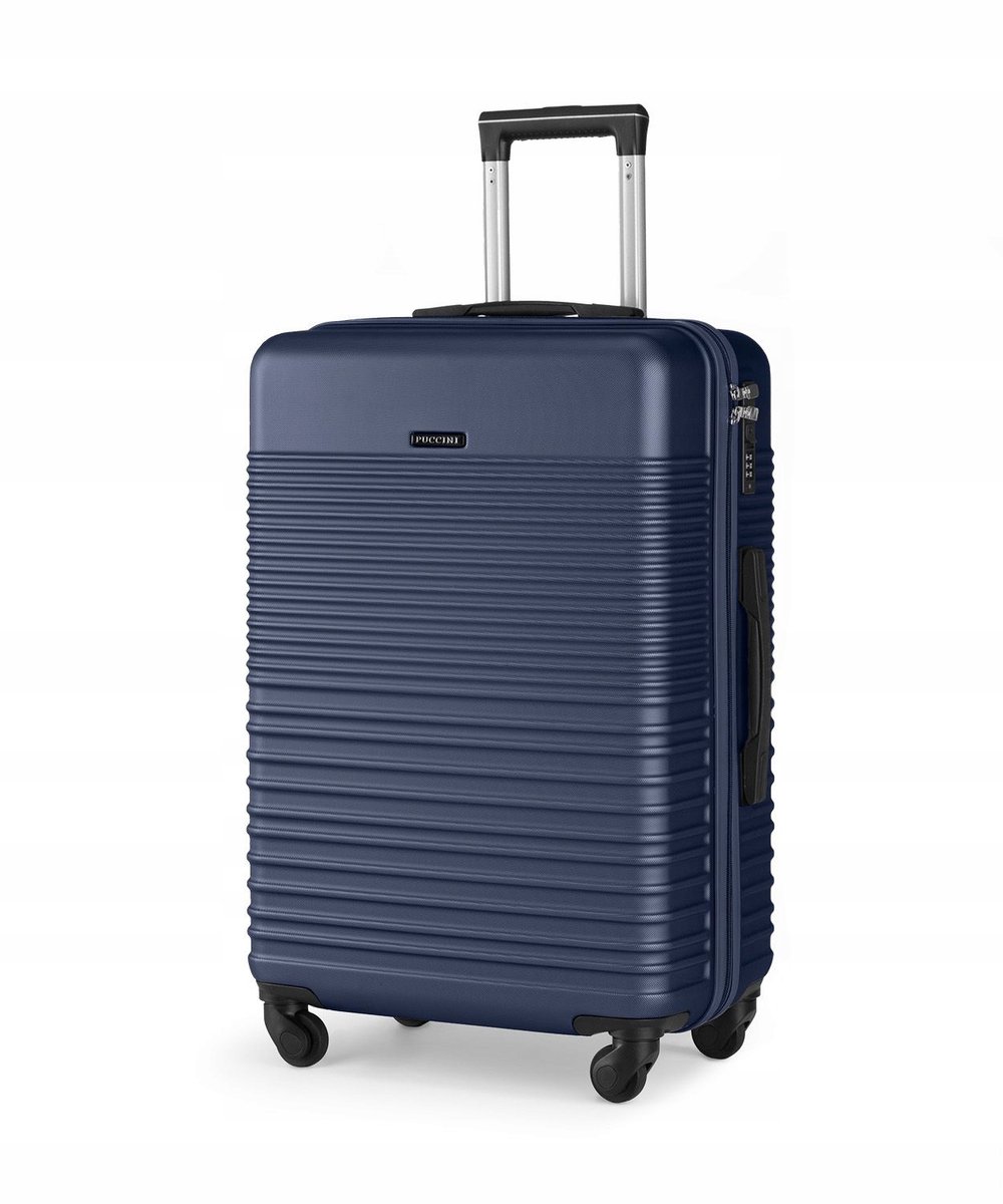 Puccini Middelgrote Koffer ABS Blauw 65cm - 57L - 4 Zwenkwielen & Code Slot