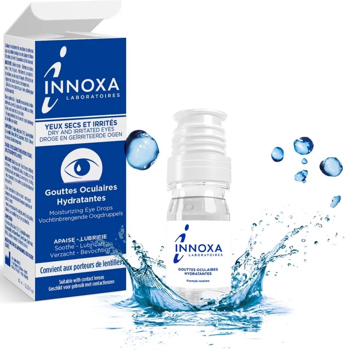 INNOXA Wit - Hydraterende Oogdruppels - Droge en Geirriteerde Ogen - Triple Action - Conserveermiddelvrij - 2 x 10 ml