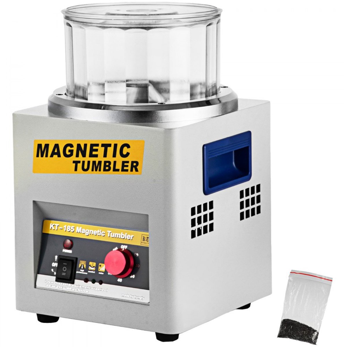 Magnetische tumbler polijstmachine - Mini KT-185 - Trommel 180 mm - Snelheid 2000 tpm - Timerfunctie - Voor Sieraden, Lichte Metalen en Non-ferrometalen