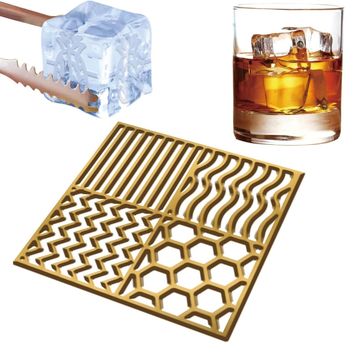 EGoods - Stijlvolle ijsblokjes stempel tray voor heldere whisky cocktails - Barman accessoires met honingraatpatroon
