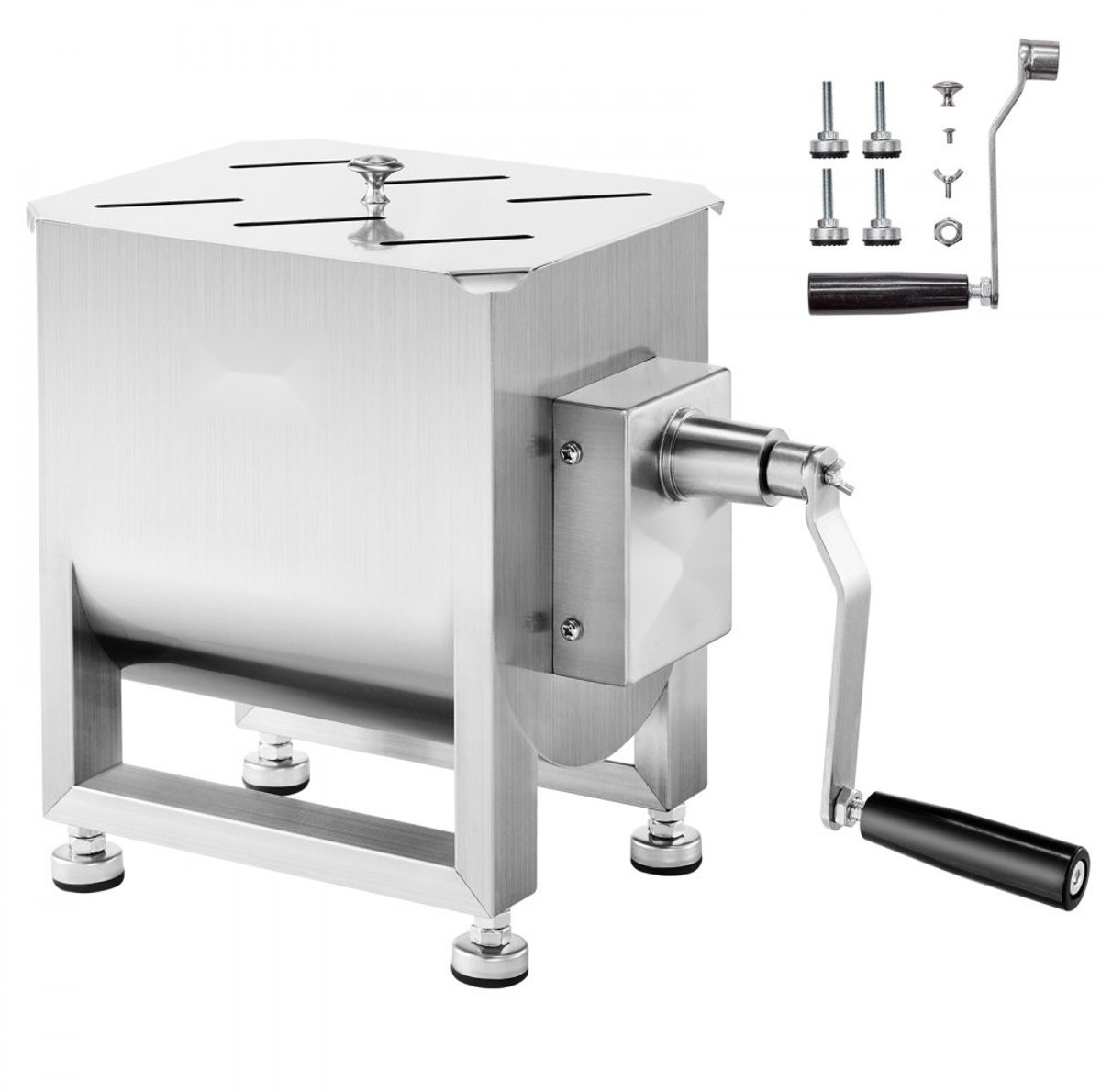 Handmatige Vleesmenger - Worst- en Gehaktmixer - Inhoud 15 L - Roestvrij Staal - Met Reductietandwiel - Max. 6,8 kg Mengcapaciteit