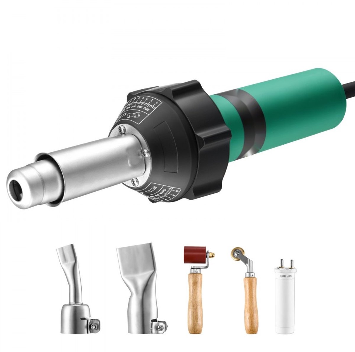 Kunststof Heteluchtlasapparaat - 1600W Heteluchtpistool - 50-600°C Temperatuurbereik - Set Met 2 Mondstukken - Siliconen En Koperen Naadroller - Voor PVC/PP/PE/TPO/Vinyl