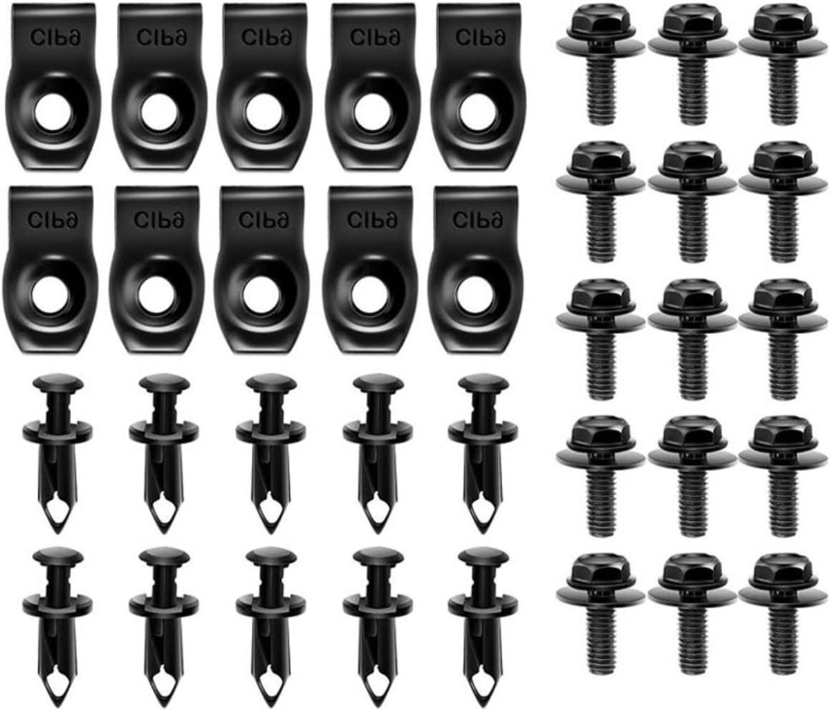 EGoods - 35 stuks Auto Motor Cover Bouten, Moer Clips Retainer Set voor Chassis Motor Guard Panel Bumper Bevestiging