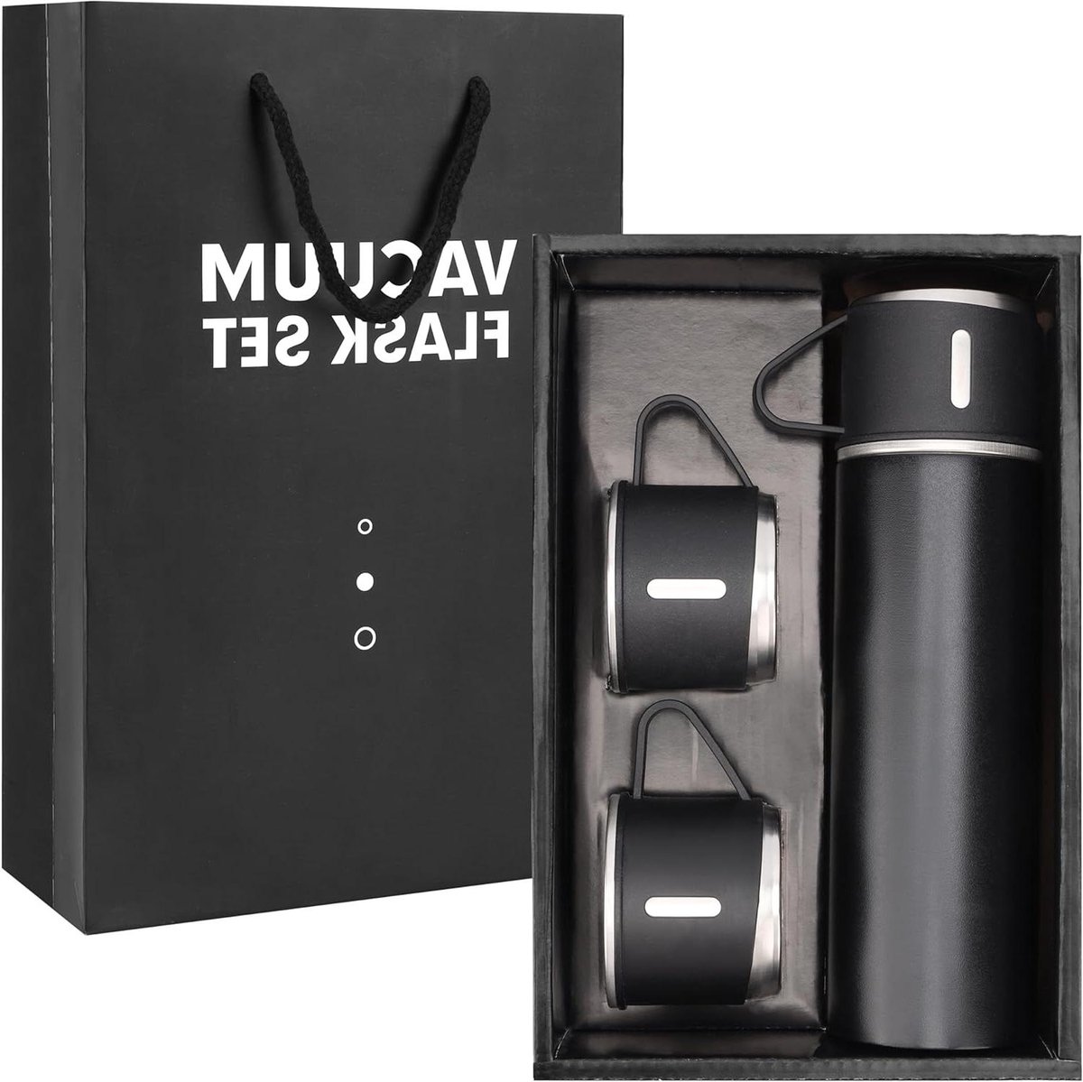 EGoods - RVS Thermosfles met Bekerdeksel & 2 Bekers - 500ml - Dubbelwandig en Vacuüm Geïsoleerd - Herbruikbare Metalen BPA-vrije Waterfles voor Warme en Koude Dranken.