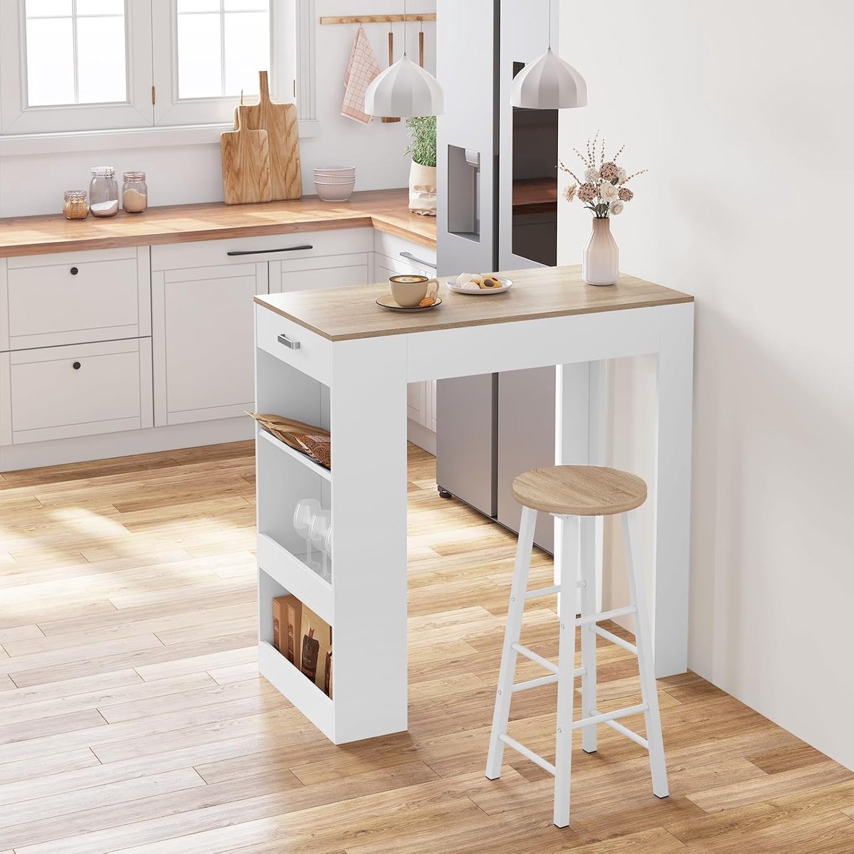 Set van 2 Design Barkrukken met Rugleuning - industrieel 30x30x71 cm – houten - Medahomestore