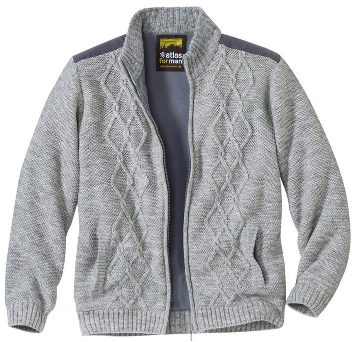 ATLAS FOR MEN - Gebreid vest met fleecevoering - Heren - Verkrijgbaar in grote maten - L
