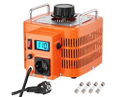 Variac Autotransformator - AC-spanningsregelaar - 3000 VA - 10 A - Ingang 230 V - Uitgang 0–300 V - LCD-display - Met 4 extra zekeringen