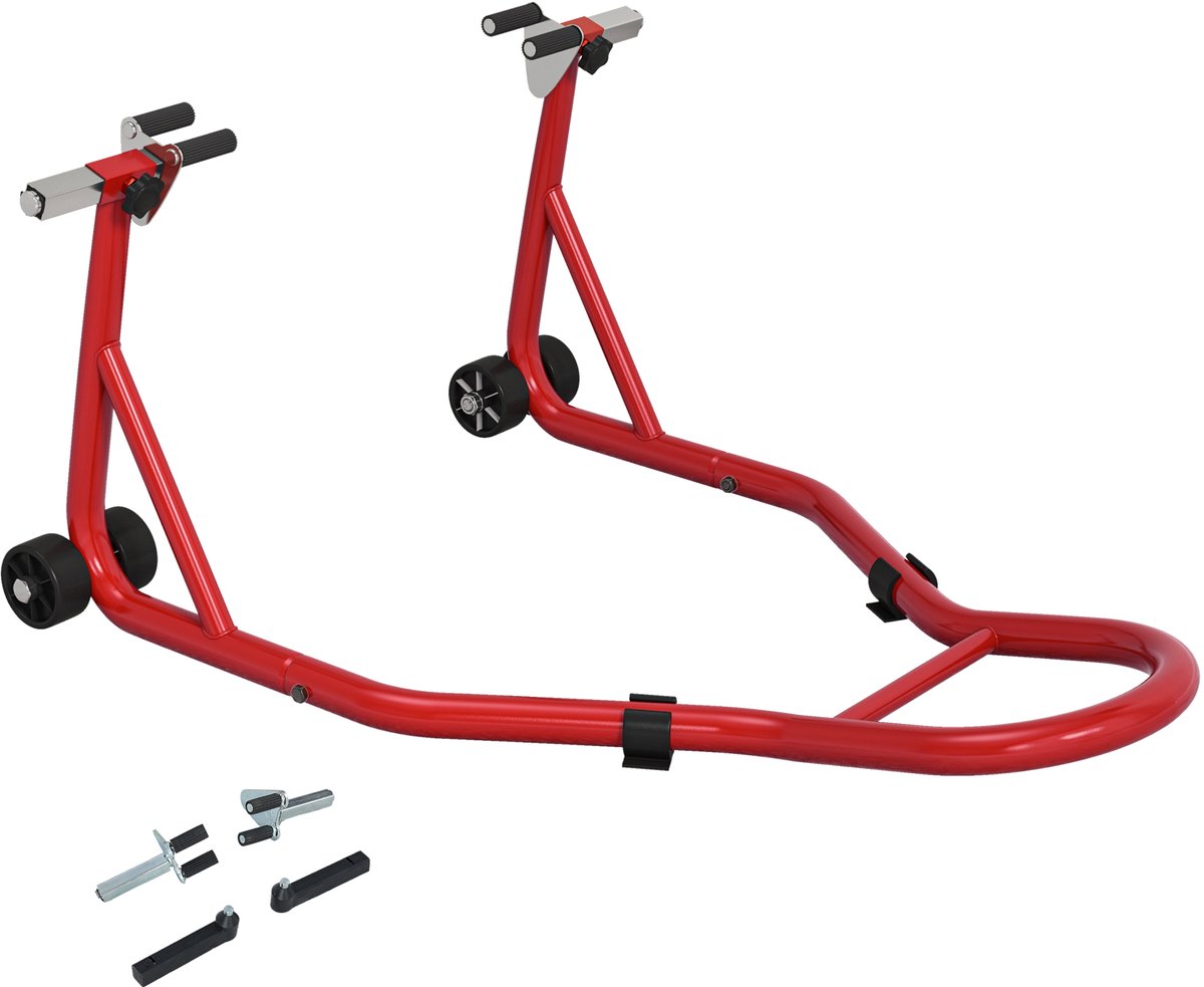 HOMCOM Achterste motorstandaard - Staal - 70x47x34,5cm - Rood