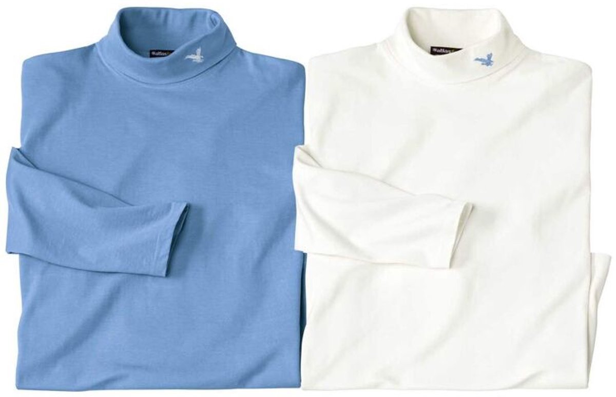 ATLAS FOR MEN - Set van 2 effen coltruien - Heren - Verkrijgbaar in grote maten - 4XL