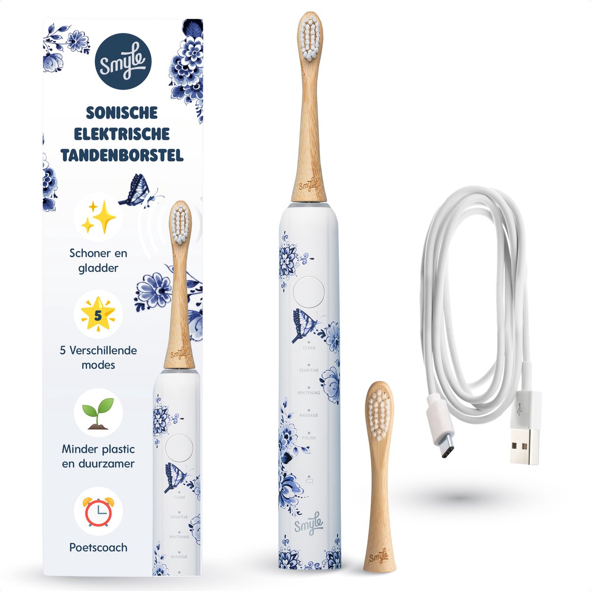 Smyle Sonische Elektrische Tandenborstel met Druksensor - Delftsblauw - Product - €75,95