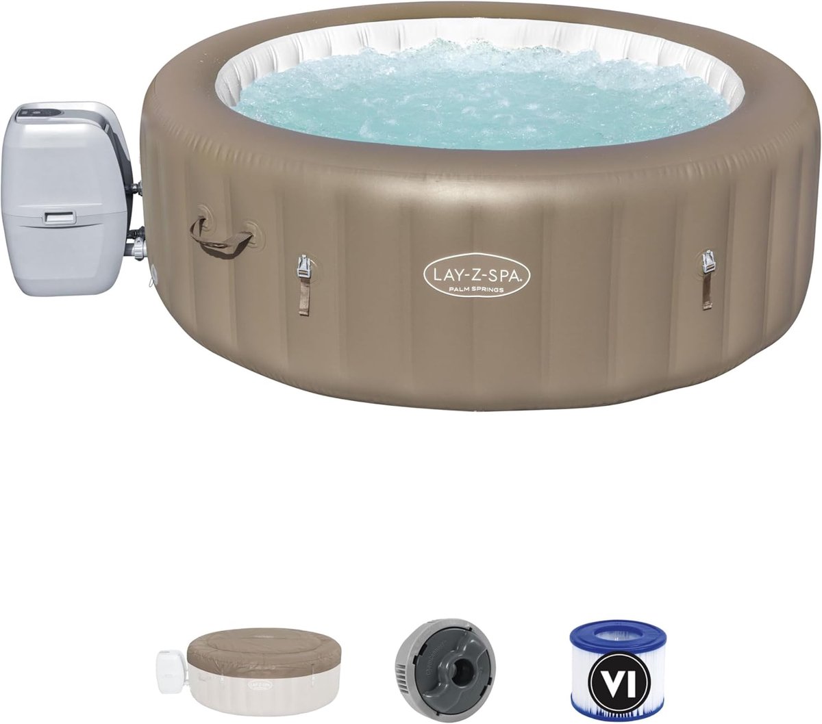 Luxe Opblaasbare Bubbelbad 'Oasis Deluxe' - Rond Hottub voor 6 Personen (196 x 71 cm) met 140 AirJets & Freeze Guard Technologie van Alta Furniture