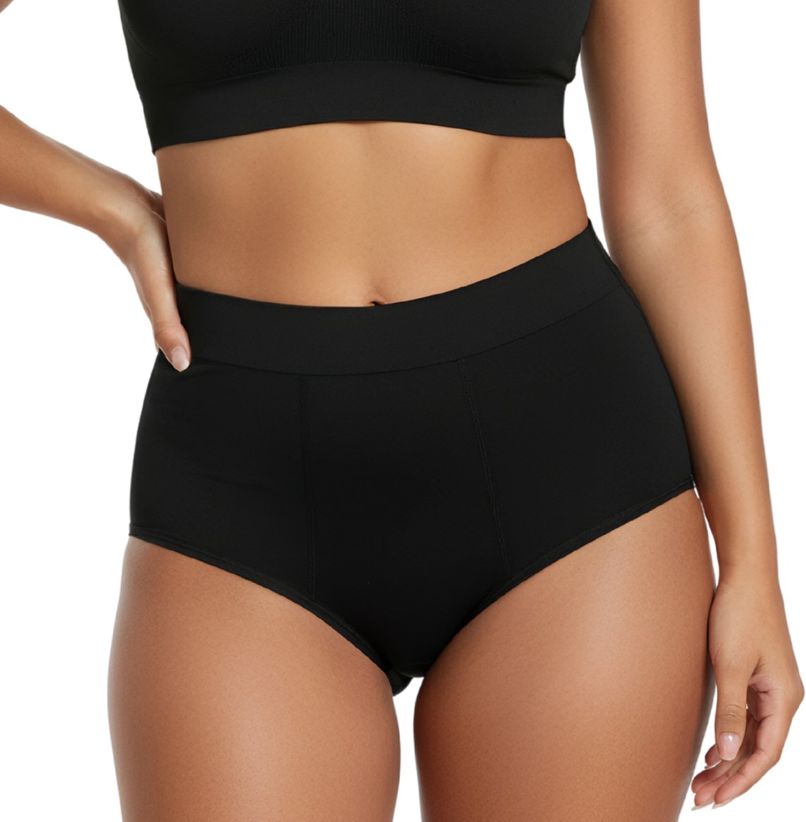High Waist Menstruatie Slip - Emma - 4 Laags - Maat XL - Zwart - Lekvrij Menstruatie Ondergoed - Period Underwear - Bamboe Dames Ondergoed - Incontinentie Ondergoed - Wasbaar - Herbruikbare Inlegkruisjes - Tampons - Incontinentiebroekjes
