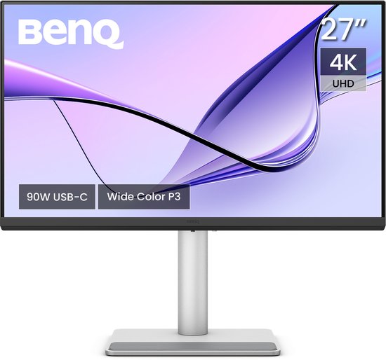 BenQ Mac Monitor MA270U 27 inch - 4K UHD Beeldscherm voor MacBook Pro/Air en Mac mini - 2 x HDMI - 2 X USB-C - 90W/15W voeding - USB-hub - P3-kleurengamma