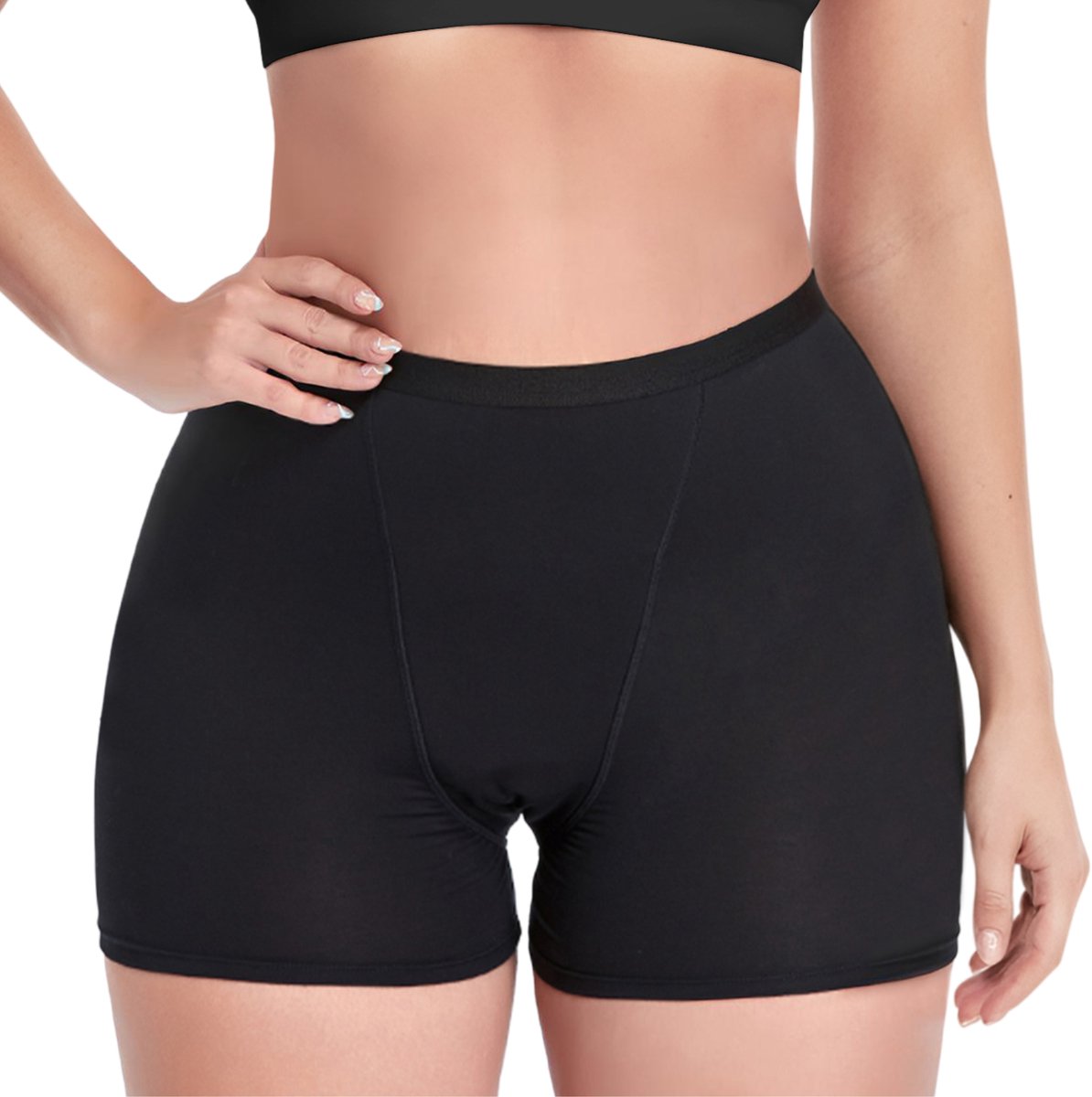 Menstruatie Short - Rosa - 4 Laags - Maat S - Zwart - Lekvrij Menstruatie Ondergoed - Period Underwear - Bamboe Dames Ondergoed - Incontinentie Ondergoed - Wasbaar - Herbruikbare Inlegkruisjes - Tampons - Maandverband - Incontinentiebroekjes