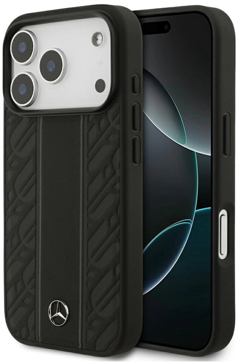 Mercedes-Benz Backcase hoesje geschikt voor iPhone 17 Pro - Effen Zwart - Leer