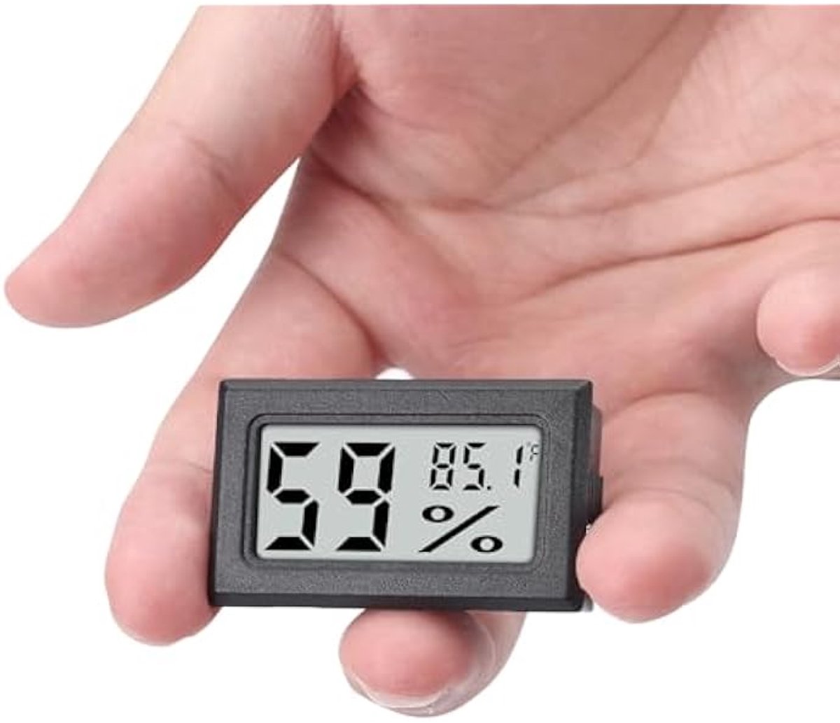 Mini-hygrometer, digitale binnenhygrometer met temperatuursensor, Fahrenheit (°C), zwart.
